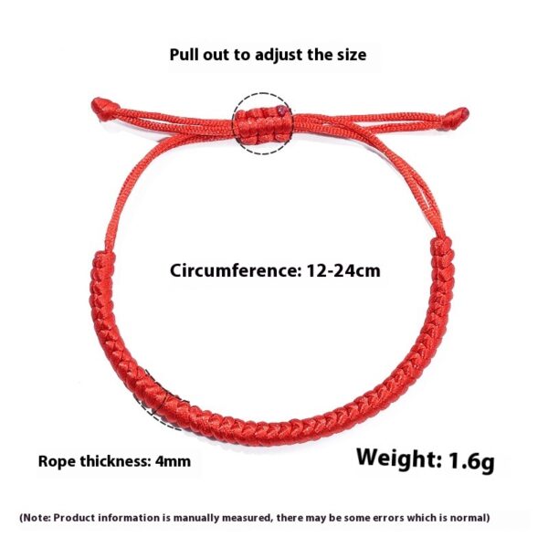 Solid Color Dorje Knot Red Rope Hand-woven Adjustable Length - Image 7