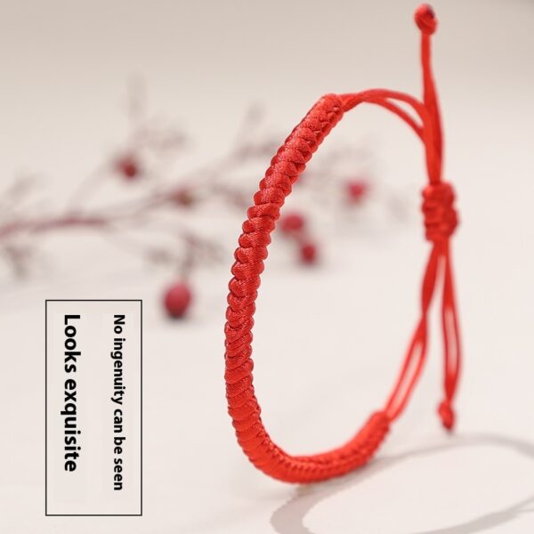 Solid Color Dorje Knot Red Rope Hand-woven Adjustable Length - Image 3