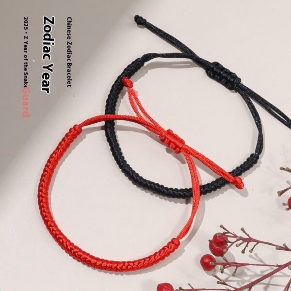 Solid Color Dorje Knot Red Rope Hand-woven Adjustable Length - Image 6