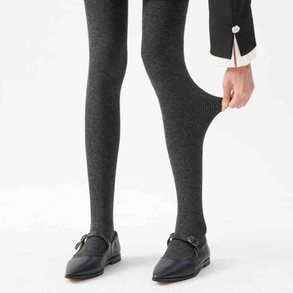 Winter Fleece-lined Thick Solid Color Pressure Slim Looking Socks Warm Foot Silk Stockings Women - Image 3